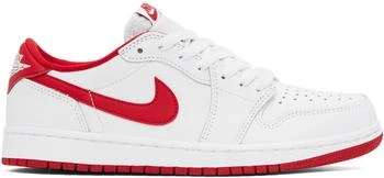 Jordan | White & Red Air Jordan 1 Low OG Sneakers 独家减免邮费