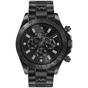 推荐Men's Chronograph Nobile Black Stainless Steel Bracelet Watch 43mm商品