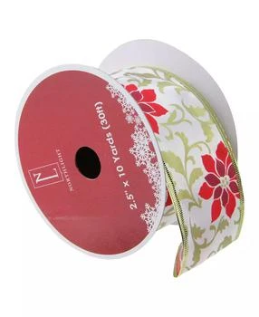 Northlight | Pack of 12 Red Poinsettia Print Gold Wired Christmas Craft Ribbon Spools - 2.5" x 120 Yards Total,商家Macy's,价格¥426