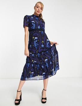 推荐Hope & Ivy open back star print midi dress in cobalt商品