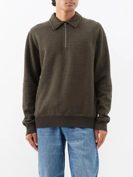 推荐Cotton-blend jersey zip-neck sweatshirt商品