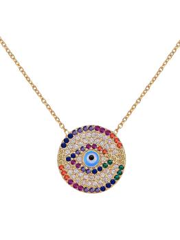 Gabi Rielle推荐, Gabi Rielle | 22K Gold Vermeil & Rainbow Cubic Zirconia Evil Eye Pendant Necklace商品图片 6折