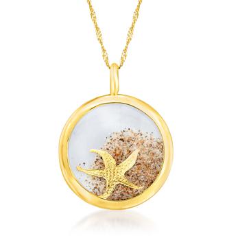 商品Ross-Simons | Ross-Simons 14kt Yellow Gold Starfish and Sand Crystal Pendant Necklace,商家Premium Outlets,价格¥1981图片