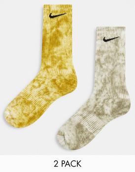 NIKE | Nike Everyday Plus socks 2 pack in green and blue tie-dye商品图片,