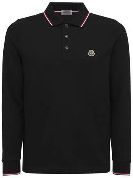 Moncler | Long Sleeves Cotton Piquet Polo Shirt 