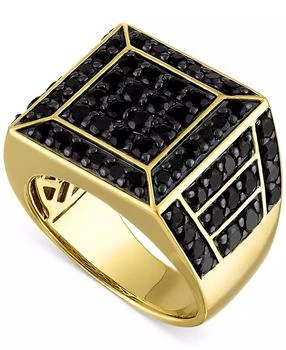 Esquire Men's Jewelry | Black Spinel Square Cluster Ring (4 ct. t.w.) in 18k Gold-Plated Sterling Silver, Created for Macy's,商家Macy's,价格¥1380