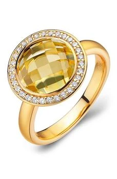Lafonn | Gold Plated Sterling Silver Simulated Diamond & Citrine Ring,商家Nordstrom Rack,价格¥745
