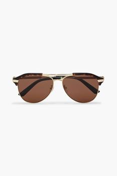 Gucci | Aviator-style tortoiseshell metal sunglasses商品图片,5.4折