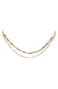 商品Spring 2022 14k Yellow Gold Vermeil Multi Color Bead and Paper Clip Necklace图片
