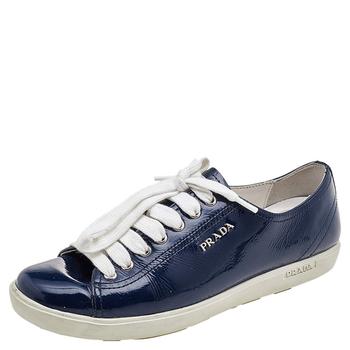 [二手商品] Prada | Prada Sport Blue Patent Leather Low Top Sneakers Size 37.5商品图片,4.6折