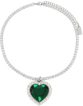 Vetements | Silver & Green Crystal Heart Necklace商品图片,3.9折