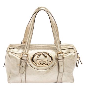 古驰托特包, [二手商品] Gucci | Gucci Metallic Gold Leather Britt Boston Bag商品图片 7.5折, 满1件减$100, 满减