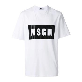 MSGM | MSGM 男士圆领混纺白色棉质短袖T恤 2440MM67-184299-01商品图片,满$100享9.5折, 满折