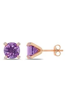 DELMAR | 10K Rose Gold Amethyst Stud Earrings,商家Nordstrom Rack,价格¥1964