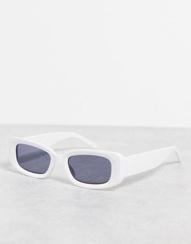 ASOS | ASOS DESIGN rectangle sunglasses with smoke lens in white - WHITE商品图片,8折