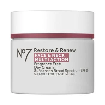 No7 | Restore & Renew Face & Neck Multi Action Fragrance Free Day Cream SPF 30,商家No7,价格¥290