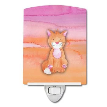 Caroline's Treasures | Orange Cat Watercolor Ceramic Night Light,商家Verishop,价格¥192
