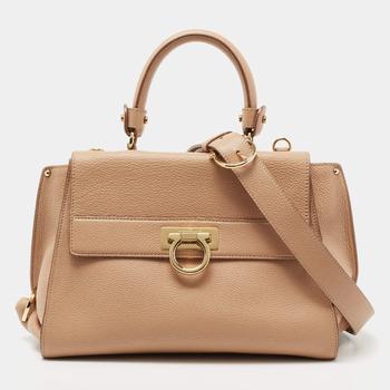 菲拉格慕包, [二手商品] Salvatore Ferragamo | Salvatore Ferragamo Beige Leather Medium Sofia Top Handle Bag商品图片 