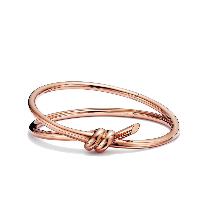 推荐  Tiffany & Co./蒂芙尼 22春夏新款 Knot系列 18K金 玫瑰金色 绳结双行铰链手镯GRP11996商品