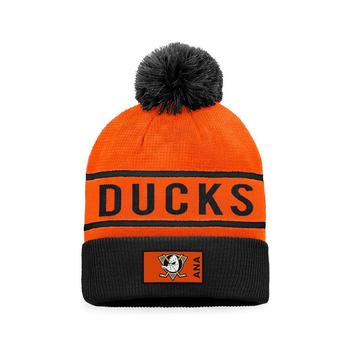 Fanatics | Men's Branded Orange, Black Anaheim Ducks Authentic Pro Alternate Logo Cuffed Knit Hat with Pom商品图片,