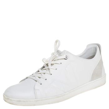 lv男鞋, [二手商品] Louis Vuitton | Louis Vuitton White Leather And Suede Low Top Sneakers Size 44.5商品图片 3.6折