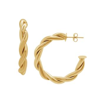 Essentials Jewelry, Essentials | Gold Plated Puff Twist C Hoop Post Earrings商品图片 