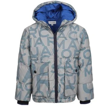 推荐Logo padded winter hoodie with pockrts in light grey商品