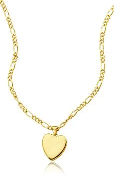 ADORNIA | 14K Gold Plated Figaro Chain Heart Pendant Necklace 1.4折, 独家减免邮费