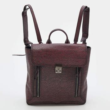 推荐3.1 Phillip Lim Burgundy Black Textured Leather Pashli Backpack商品