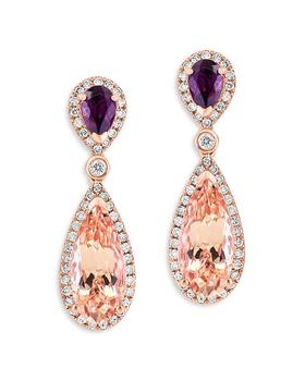 商品Bloomingdale's | Rhodolite, Morganite & Diamond Drop Earrings in 14K Rose Gold - 100% Exclusive,商家Bloomingdale's,价格¥37660图片