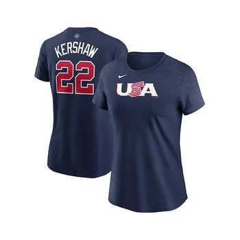 NIKE | Women's Clayton Kershaw Navy USA Baseball 2023 World Baseball Classic Name and Number T-shirt,商家Macy's,价格¥240