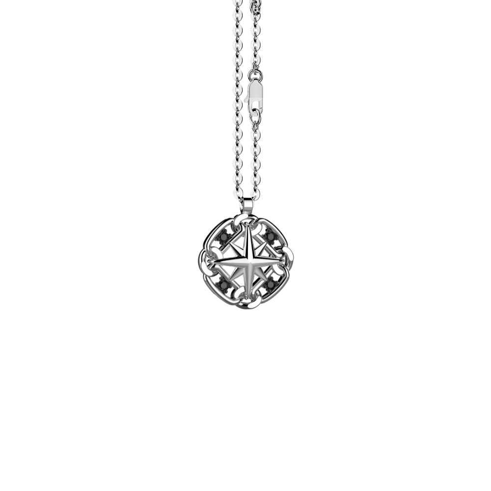 商品Zancan | Silver necklace with round pendant with iconic compass rose on the front and natural stones.,商家Zancan Gioielli,价格¥1704图片