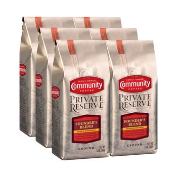 商品Community Coffee | Private Reserve Founder's Blend Medium-Dark Roast Specialty-Grade Ground Coffee, 12 Oz - 6 Pack,商家Macy's,价格¥460图片