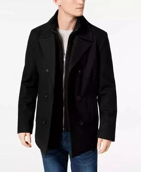 Kenneth Cole | Men's Double Breasted Wool Blend Peacoat with Bib,商家Macy's,价格¥772