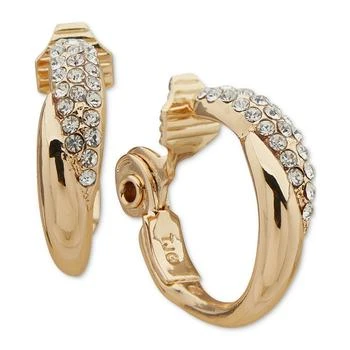 Anne Klein | Gold-Tone Small Pavé Clip-On Hoop Earrings, 0.7",商家Macy's,价格¥153