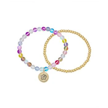 Unwritten Multi Color Glass Beads Little Mermaid "Family is a Treasure" Beaded Stretch 2-Piece Set Bracelet,价格$50.25