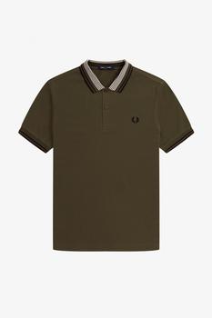 fred perry polo衣服, Fred Perry | Fred Perry M4590 Striped Collar Polo Shirt - Uniform Green商品图片 