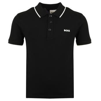 推荐Contrast Trim Black Short Sleeve Polo Shirt商品