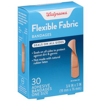 商品Walgreens | Flexible Fabric Adhesive Bandages One Size,商家Walgreens,价格¥15图片