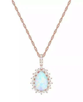 Macy's | Lab-Grown Opal (1 ct. t.w.) & Lab-Grown White Sapphire (1/2 ct. t.w.) 18" Pendant Necklace in 14k Rose Gold-Plated Sterling Silver (Also in Lab-Grown Ruby & Lab-Grown Blue Sapphire),商家Macy's,价格¥515