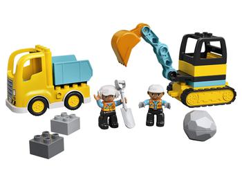 商品LEGO DUPLO Construction Truck & Tracked Excavator 10931 Building Site Toy for Kids Aged 2 and Up; Digger Toy and Tipper Truck Building Set for Toddlers (20 Pieces)图片