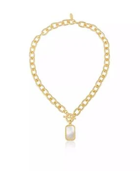 Ettika Jewelry | Gold Plated Chain Link and Mother of Pearl Pendant Necklace,商家Macy's,价格¥258