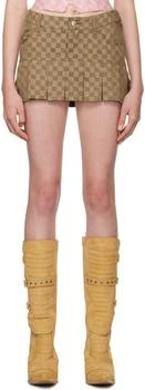 Misbhv | Brown Monogram Pleated Miniskirt,商家Ssense US,价格¥2062