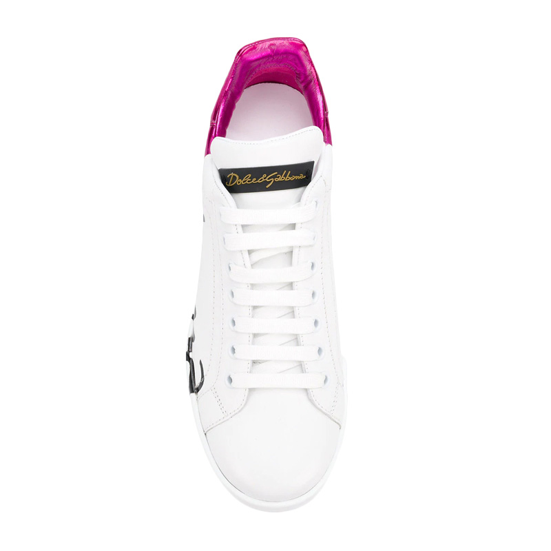推荐Dolce&Gabbana 杜嘉班纳 女士黑色LOGO涂鸦紫红尾小白鞋 CK1600-AU776-8B902商品