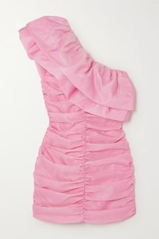 推荐Tabbina 单肩褶饰欧亘纱迷你连衣裙  - DK32商品