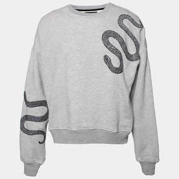 amiri卫衣真假, [二手商品] AMIRI | Amiri Grey Terry Knit Serpenti Patch Oversized Sweatshirt XS商品图片 5.9折