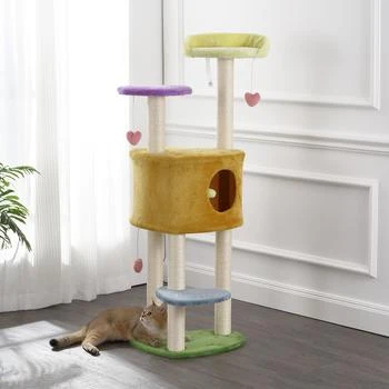 THE LICKER STORE | Aisling 51" 4-Tier Modern Sisal Heart Cat Tree with Scratching Posts, Napping Perch, and Dangling Toys, Multi,商家Premium Outlets,价格¥1071