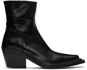 Acne Studios | Black Leather Ankle Boots商品图片,