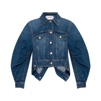 Alexander McQueen | ALEXANDER MCQUEEN 女士深蓝色棉质短款牛仔夹克 687457-QMABP-4118商品图片,满$100享9.5折, 满折