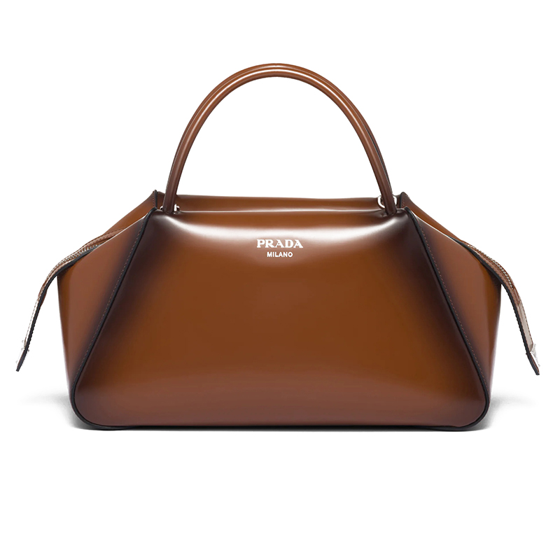 Prada | PRADA/普拉达 22新款中号女士烟草色皮革珐琅金属拉丝渐变效果可斜挎手提包1BA365_ZO6_F03AK_V_OSO商品图片,8折×额外9.5折, 包邮包税, 额外九五折